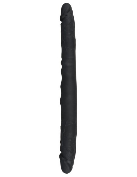 Podwójne dildo z żyłami BadKitty 40 cm Czarne - Dilda podwójne - 5