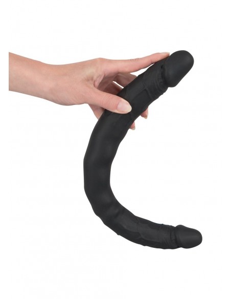 Podwójne dildo z żyłami BadKitty 40 cm Czarne - Dilda podwójne - 1