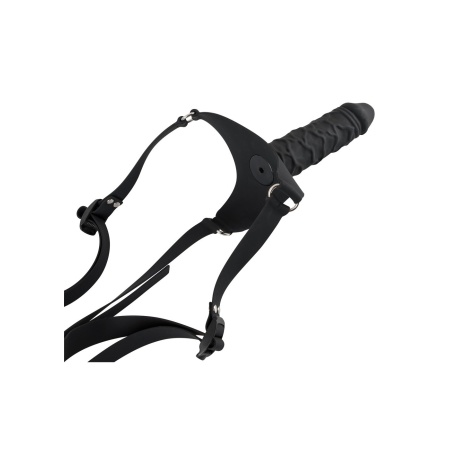 Strap-on silikonowy Silicone Strap-on – regulowana uprząż z metalowymi klamrami, 17 cm, Ø 4,3 cm - 1