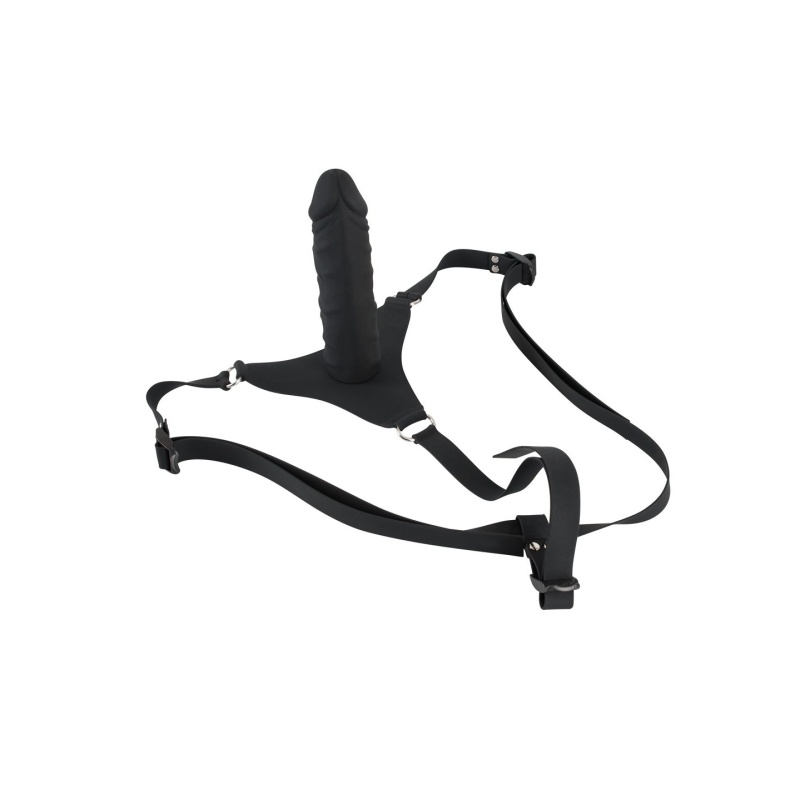Strap-on silikonowy Silicone Strap-on – regulowana uprząż z metalowymi klamrami, 17 cm, Ø 4,3 cm - 8