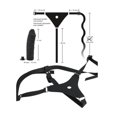 Strap-on silikonowy Silicone Strap-on – regulowana uprząż z metalowymi klamrami, 17 cm, Ø 4,3 cm - 9