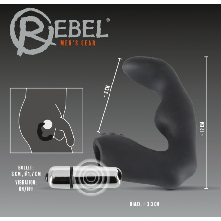 Stymulator prostaty Rebel – wibrator L-kształtny ze zdejmowanym jajkiem wibracyjnym, długość 12 cm - 6