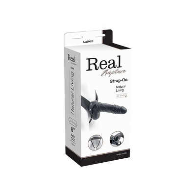 Strap-On Real Rapture 8 cali (20 cm) z jądrami, czarny - 1 2