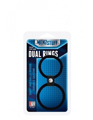 Pierścień na Penisa Menzstuff Dual Rings Black - Pierścienie erekcyjne niewibrujące - 2