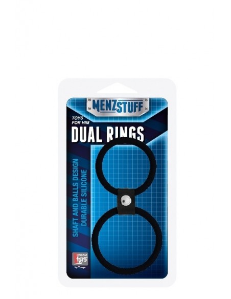 Pierścień na Penisa Menzstuff Dual Rings Black - Pierścienie erekcyjne niewibrujące - 2