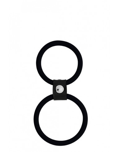 Pierścień na Penisa Menzstuff Dual Rings Black - Pierścienie erekcyjne niewibrujące - 1
