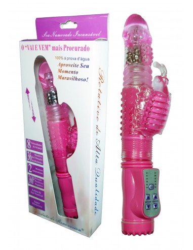 Różowy Wibrator Króliczek 36 Funkcji Wibracji, Rotacji, Góra/Dół - Wibratory Króliczki - 2