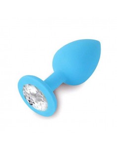 Korek analny Butt Plug JEWELLERY Niebieski silikon z diamentem - Korki analne silikonowe - 1