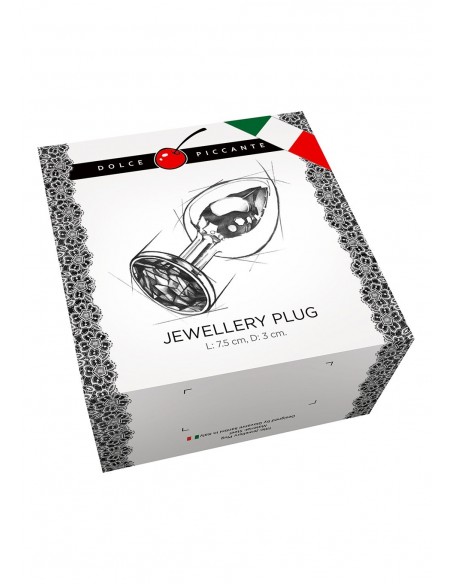 Korek analny Butt Plug JEWELLERY Niebieski silikon z diamentem - Korki analne silikonowe - 2