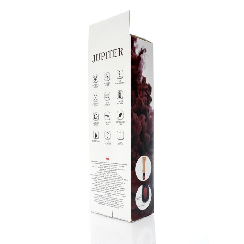 Wibrator Jupiter USB - rotacyjny, 12 trybów wibracji, powłoka Cyber Skóra, 27 cm - 3