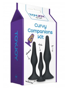 Buttplug Curvy Companions Kit 3 Pcs Black - Korki analne pozostałe - 1 2