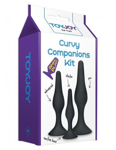 Buttplug Curvy Companions Kit 3 Pcs Black - Korki analne pozostałe - 2