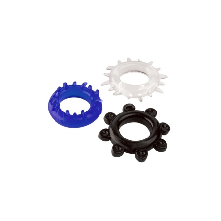 Pierścień erekcyjny C-RING SET-color - silikonowy zestaw 3 rozmiarów (7/12/8 wypustek) o wysokiej rozciągliwości - 1