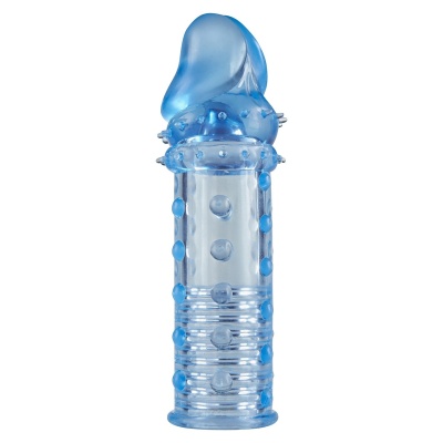 Nakładka na penisa Power Stud Sleeve Blue z wypustkami, wydłużenie 4,5 cm - 1 2