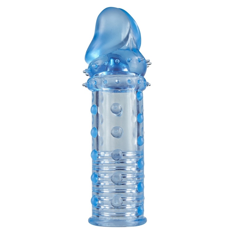 Nakładka na penisa Power Stud Sleeve Blue z wypustkami, wydłużenie 4,5 cm - 2