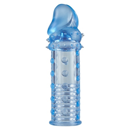 Nakładka na penisa Power Stud Sleeve Blue z wypustkami, wydłużenie 4,5 cm - 2