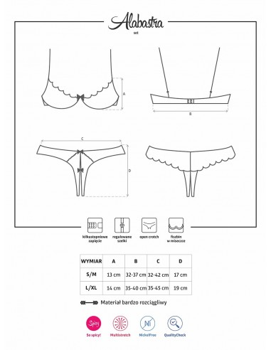 Komplet Bielizny Alabastra Zestaw 2-Częściowy - Komplety bielizny erotycznej - 3