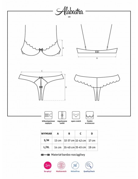 Komplet Bielizny Alabastra Zestaw 2-Częściowy - Komplety bielizny erotycznej - 3