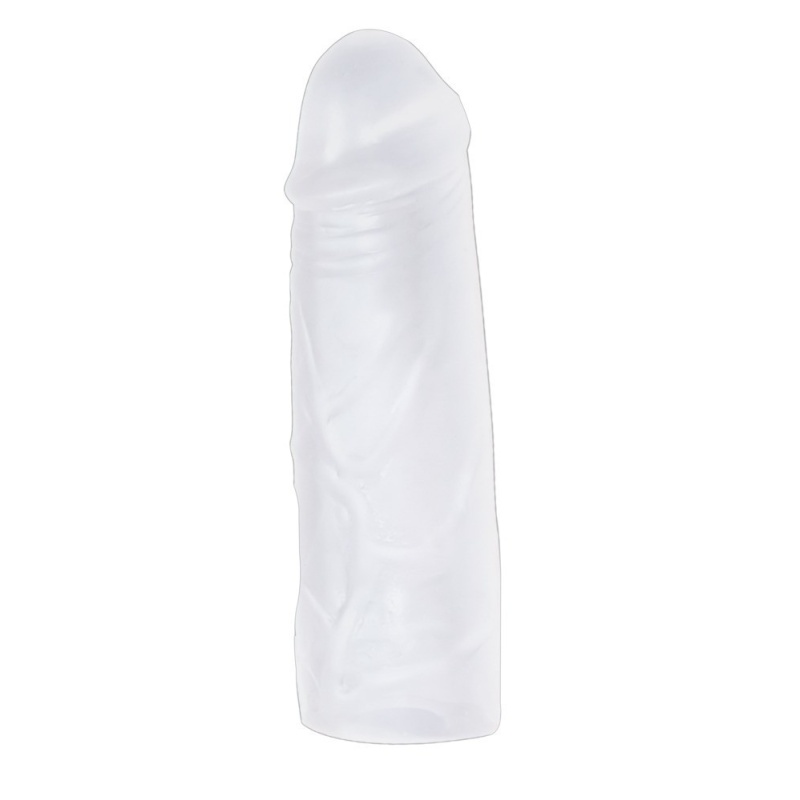 Nakładka na penisa Super Dick Sleeve – przezroczysta, żyłkowana, silikonowa, 16 cm - 3