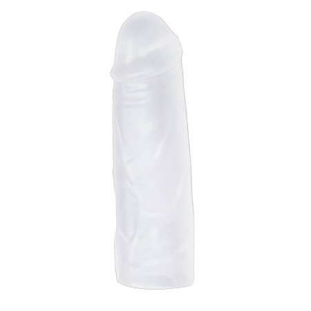Nakładka na penisa Super Dick Sleeve – przezroczysta, żyłkowana, silikonowa, 16 cm - 3