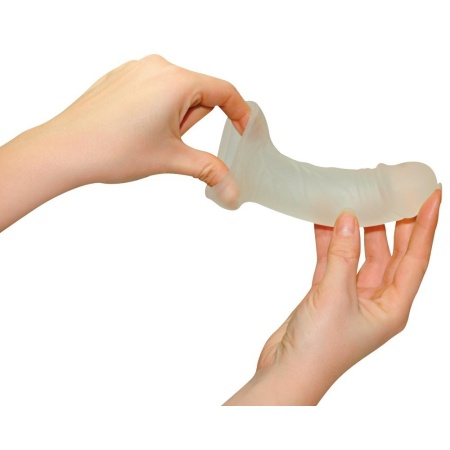 Nakładka na penisa Super Dick Sleeve – przezroczysta, żyłkowana, silikonowa, 16 cm - 1