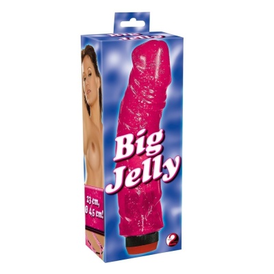 Vibrator Big Jelly – struktura żylasta, bezstopniowa regulacja wibracji, długość 23 cm i średnica 4,5 cm - 1 2