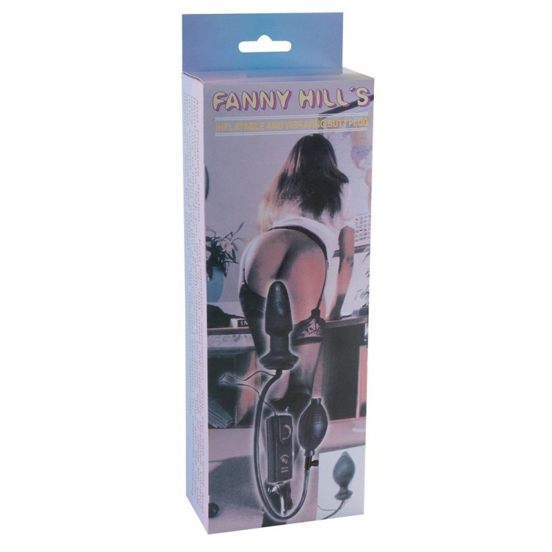 Korek analny Fanny Hill's Butt Plug black – nadmuchiwany z wibracjami, 12 cm, Ø 2,5–3,8 cm - 2