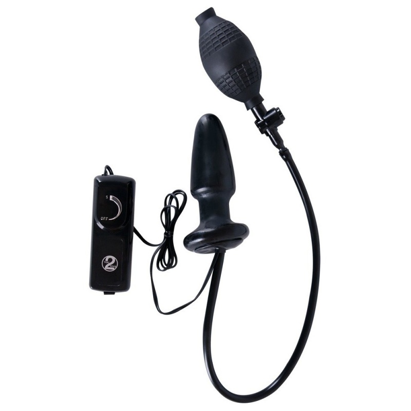 Korek analny Fanny Hill's Butt Plug black – nadmuchiwany z wibracjami, 12 cm, Ø 2,5–3,8 cm - 1