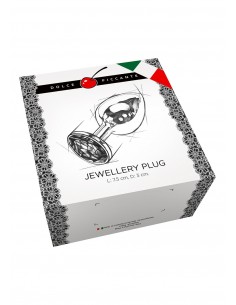Korek analny Butt Plug JEWELLERY Fuksjowy silikon z diamentem - Korki analne silikonowe - 1