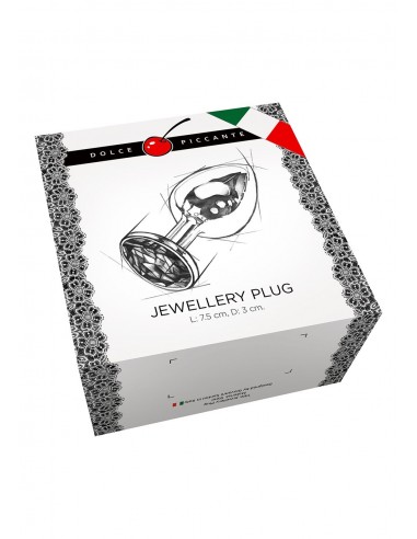 Korek analny Butt Plug JEWELLERY Fuksjowy silikon z diamentem - Korki analne silikonowe - 1