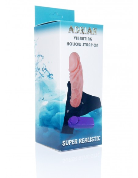 Strapon Z Wibracjami Hollow Strap-On Adrian - Strap-ony, dilda na pasku z wibracją - 5