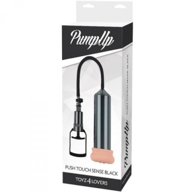 Pompka do penisa Pump Up Push Touch Sense Black przezroczysta z wkładem TPR - 1 2