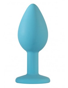 Mały Turkusowy Korek Analny z Pięknym Diamentem Rhinestone - Korki analne silikonowe - 1 2