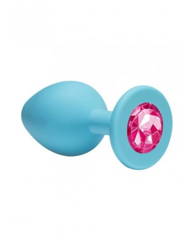 Mały Turkusowy Korek Analny z Pięknym Diamentem Rhinestone - Korki analne silikonowe - 1