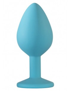 Średniej Wielkości Turkusowy Korek Analny z Pięknym Diamentem Rhinestone - Korki analne silikonowe - 1 2