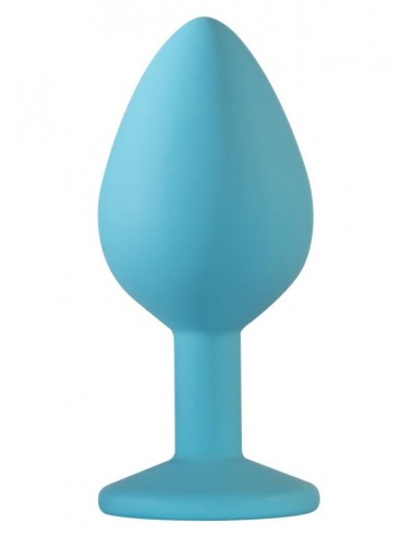 Średniej Wielkości Turkusowy Korek Analny z Pięknym Diamentem Rhinestone - Korki analne silikonowe - 2