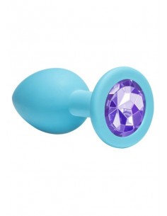 Średniej Wielkości Turkusowy Korek Analny z Pięknym Diamentem Rhinestone - Korki analne silikonowe - 1