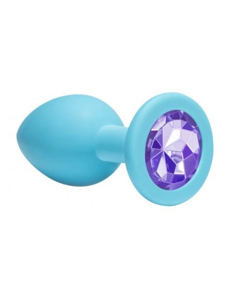 Średniej Wielkości Turkusowy Korek Analny z Pięknym Diamentem Rhinestone - Korki analne silikonowe - 1