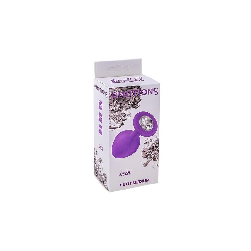 Korek analny Cutie Medium - hipoalergiczny silikon, kryształ w podstawie, 8,5 cm długości i 3,3 cm średnicy - 3