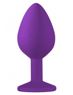 Średniej Wielkości Fioletowy Korek Analny z Pięknym Diamentem Rhinestone - Korki analne silikonowe - 1 2