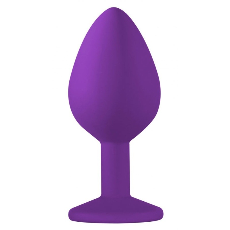 Korek analny Cutie Medium - hipoalergiczny silikon, kryształ w podstawie, 8,5 cm długości i 3,3 cm średnicy - 2