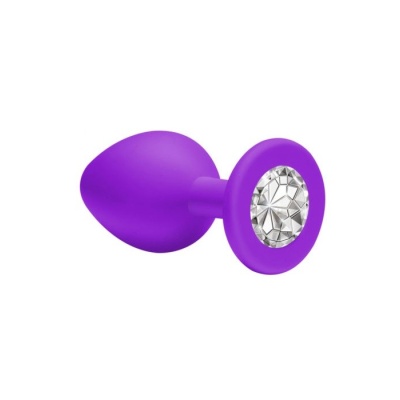 Korek analny Cutie Medium - hipoalergiczny silikon, kryształ w podstawie, 8,5 cm długości i 3,3 cm średnicy - 1