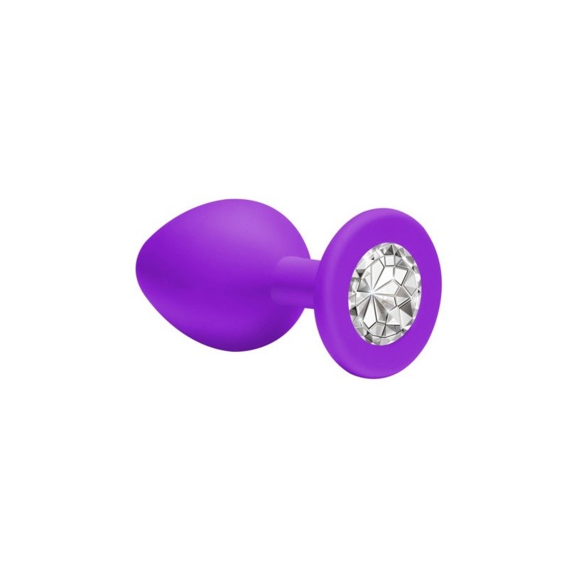 Korek analny Cutie Medium - hipoalergiczny silikon, kryształ w podstawie, 8,5 cm długości i 3,3 cm średnicy - 1