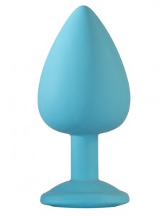 Duży Turkusowy Korek Analny z Pięknym Diamentem Rhinestone - Korki analne silikonowe - 1 2