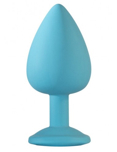 Duży Turkusowy Korek Analny z Pięknym Diamentem Rhinestone - Korki analne silikonowe - 2