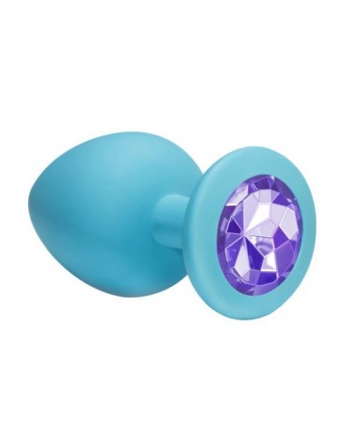 Duży Turkusowy Korek Analny z Pięknym Diamentem Rhinestone - Korki analne silikonowe - 1
