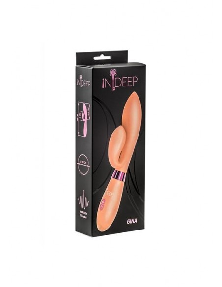 Ekskluzywny Wibrator Indeep Gina Beige - Wibratory Króliczki - 2