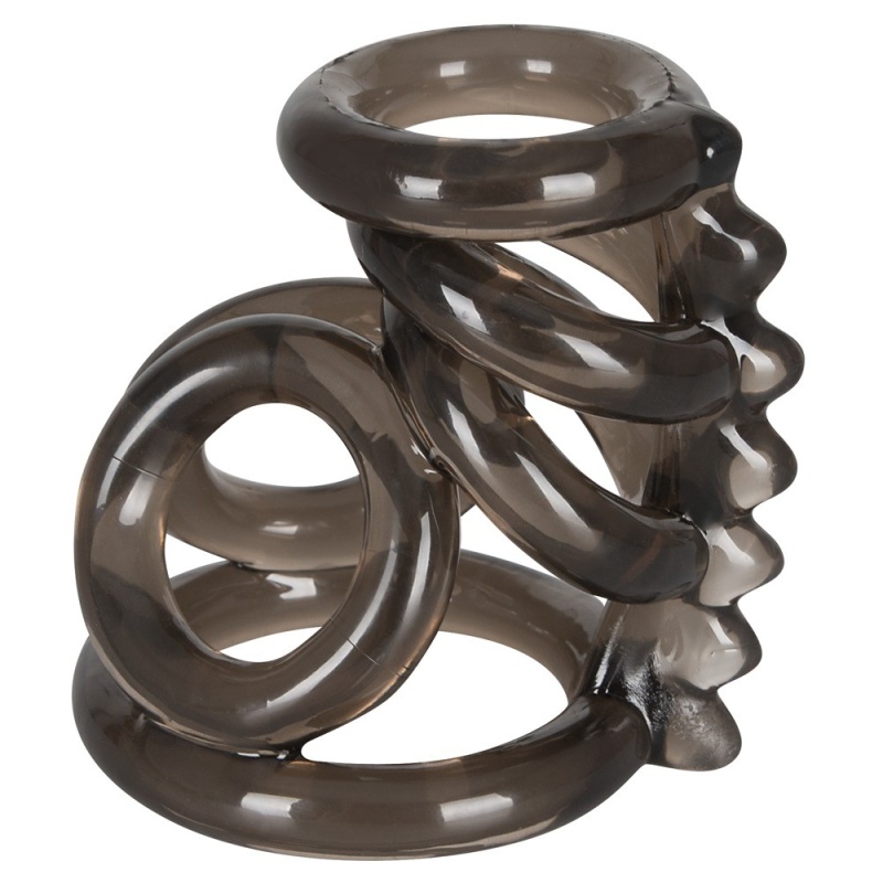 Pierścień na penisa BK Cock Ring 3 z prętem nubbingowym 7 cm, 6 pierścieni, średnica 4,1–2,2 cm - 4