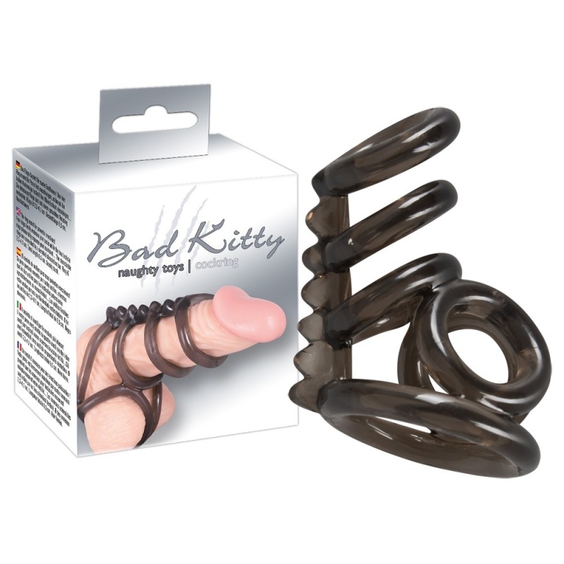Pierścień na penisa BK Cock Ring 3 z prętem nubbingowym 7 cm, 6 pierścieni, średnica 4,1–2,2 cm - 5