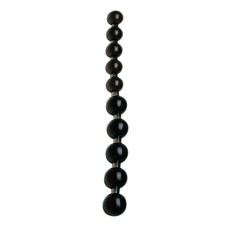Kulki analne Anal Pearls Black – 10 stopniowanych kulek 2–2,5 cm, elastyczne PVC, długość 27,5 cm - 1